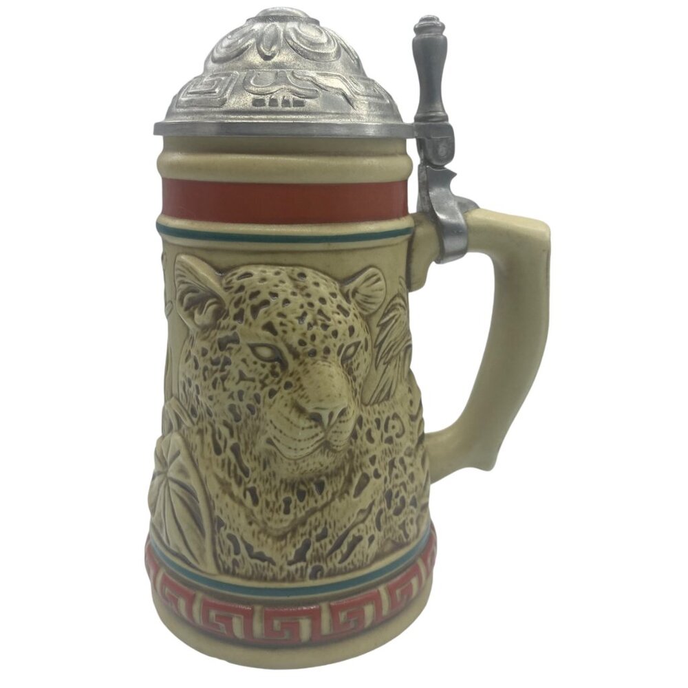 Avon Collectibles Endangered Species Jaguar Stein 1991 Handcrafted Brazil 5.5"